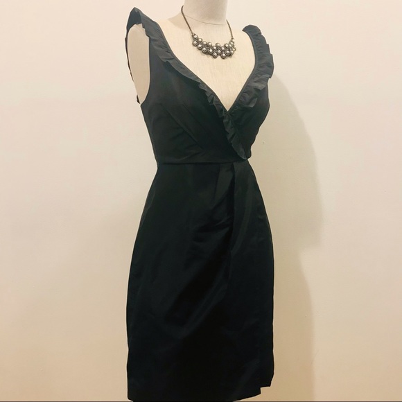 J. Crew black silk taffetas ruffled neckline sundress. Size 00. EUC - Picture 11 of 11
